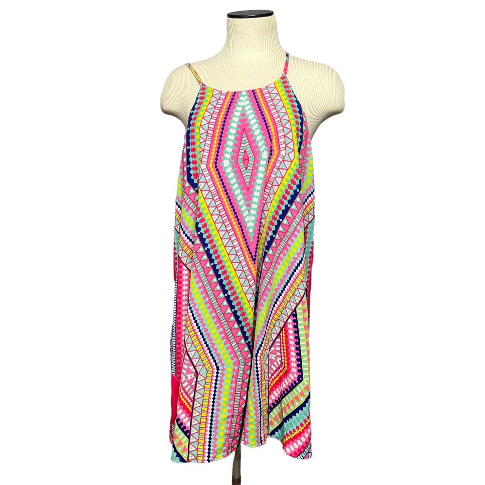 mm mm mm‎ Halter Dress Geometric Print Sleeveless Casual Summer Dress XL